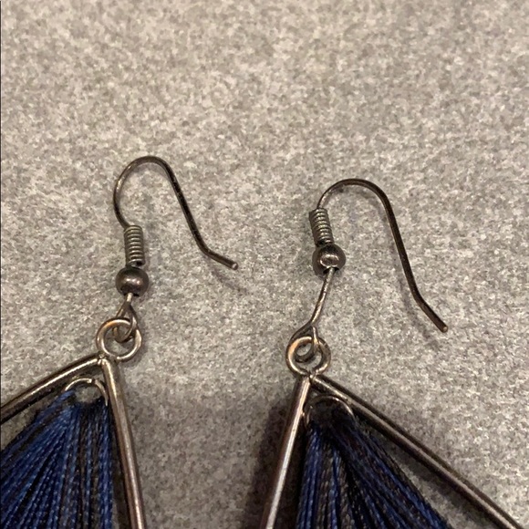 Dangling Navy String Earrings - Picture 3 of 3